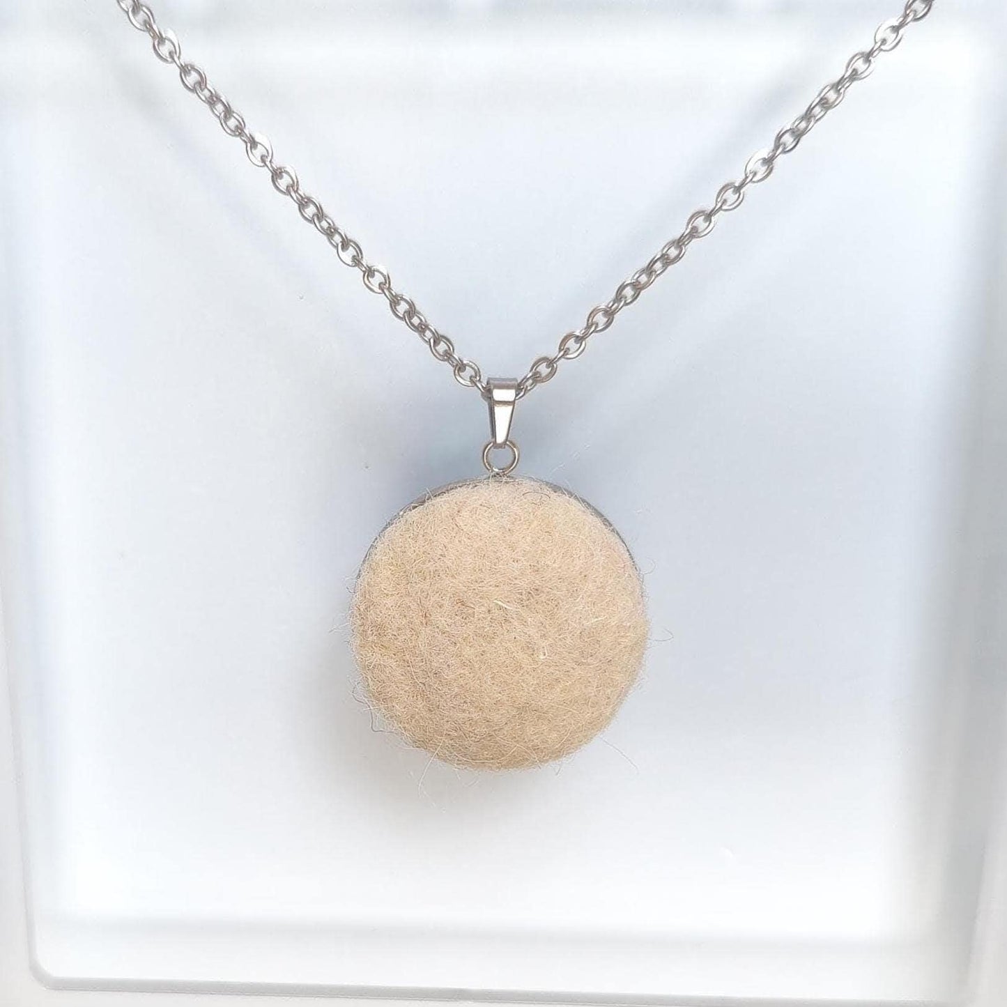Canary Yellow Needle Felted Cabochon Necklace - Handmade Merino Wool Pendant Boho Jewelry - StepToLight