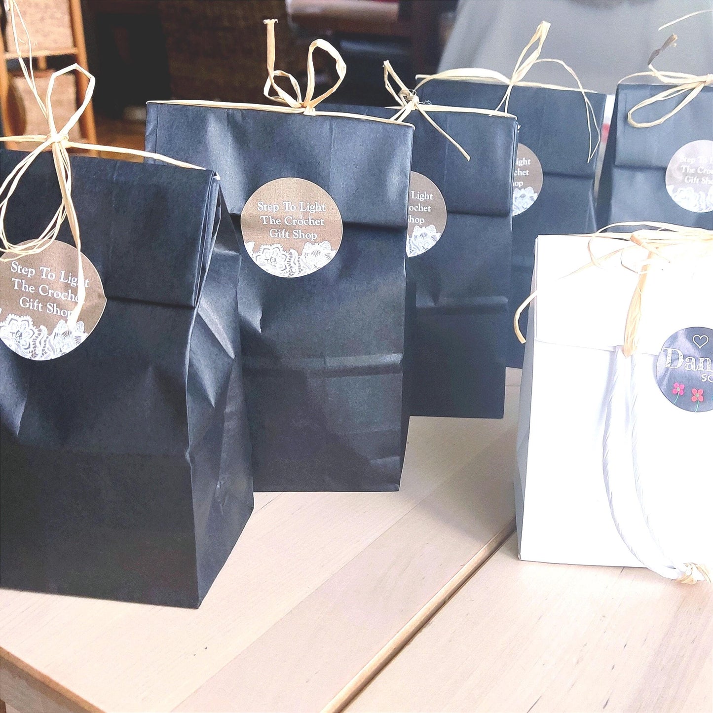 Beige & Brown Crochet Cuff Bracelet - Chunky Cotton Statement Bangle