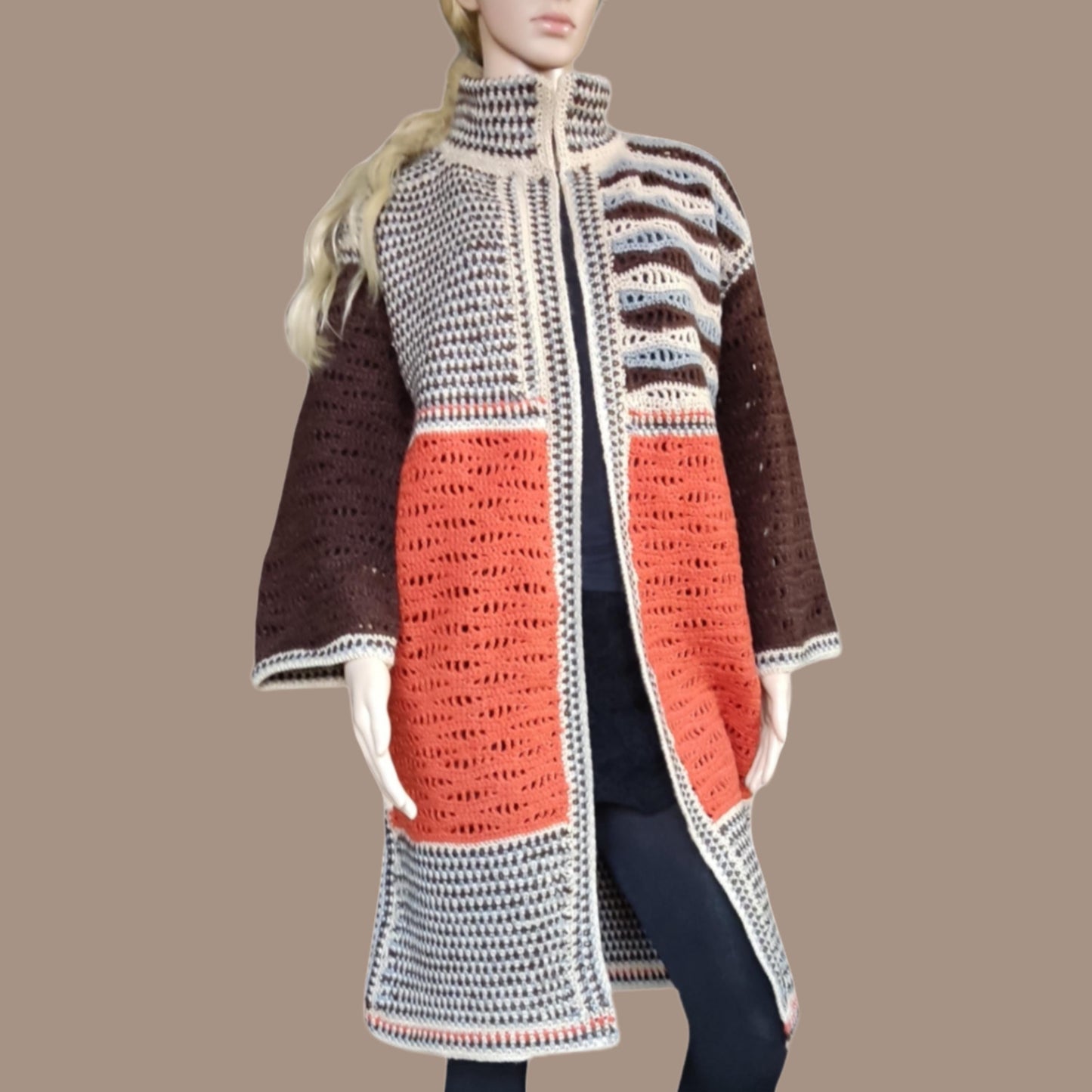 Granny Square Crochet Cardigan - Multicoloured Boho Jacket for Women