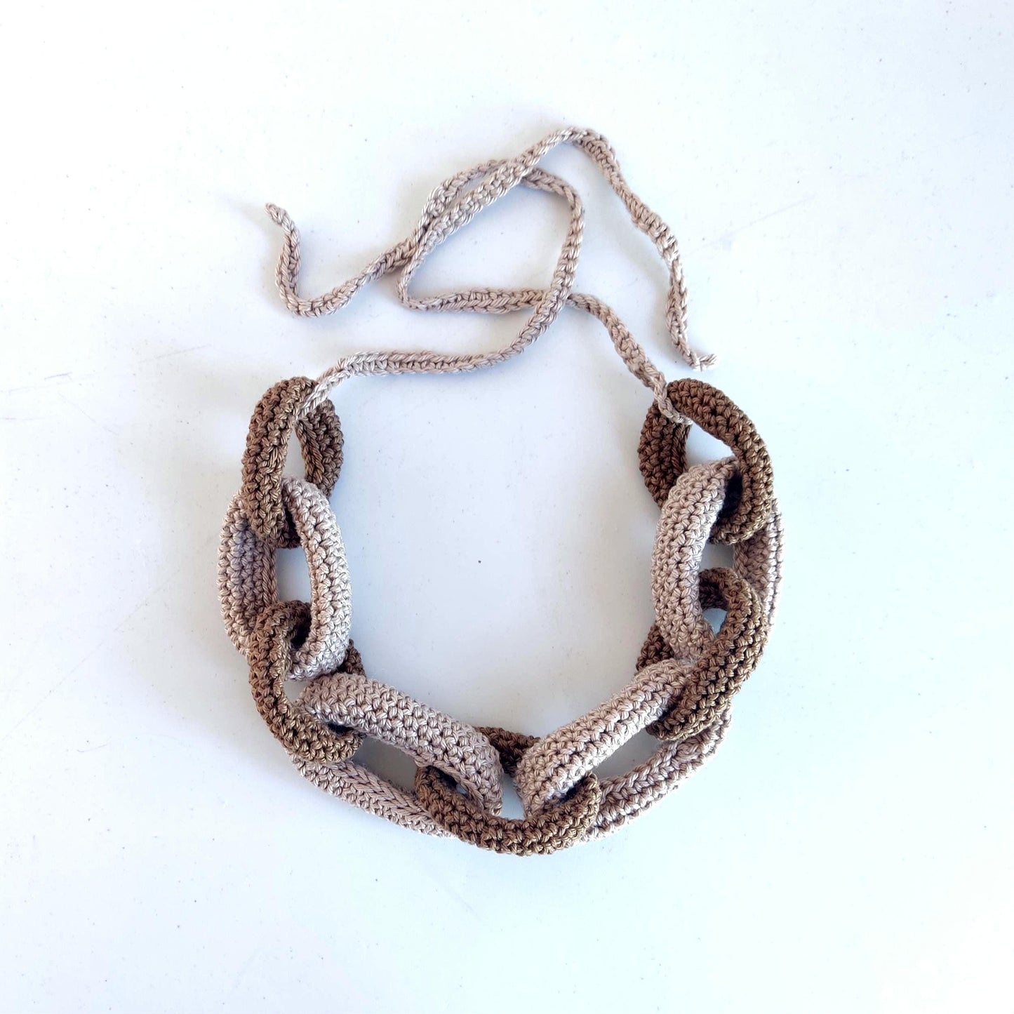 Black & Gold Chunky Crochet Statement Necklace - Elegant Handmade Cotton Chain - StepToLight