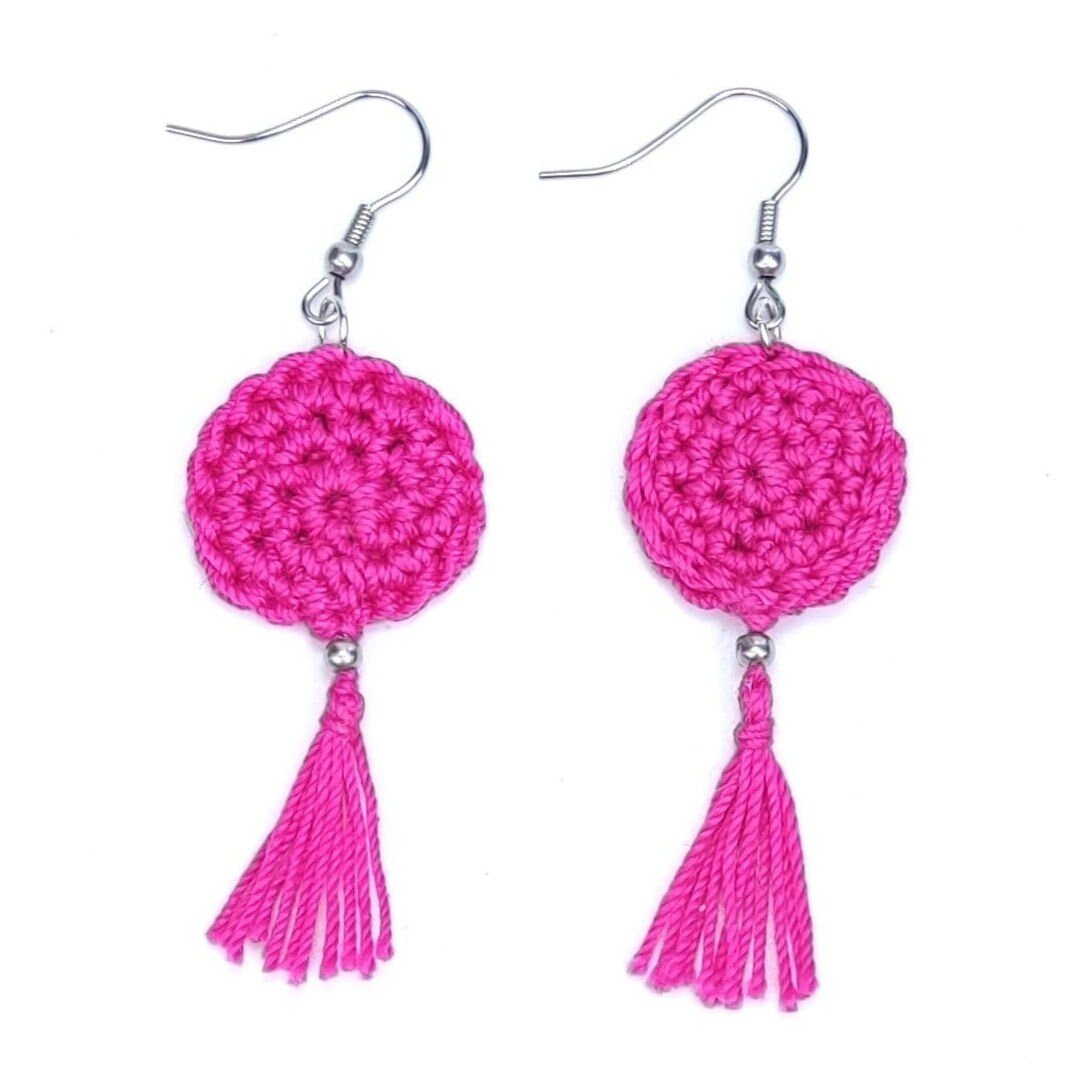 Blue Crochet Tassel Earrings: Elegant Boho Jewelry Gift - StepToLight