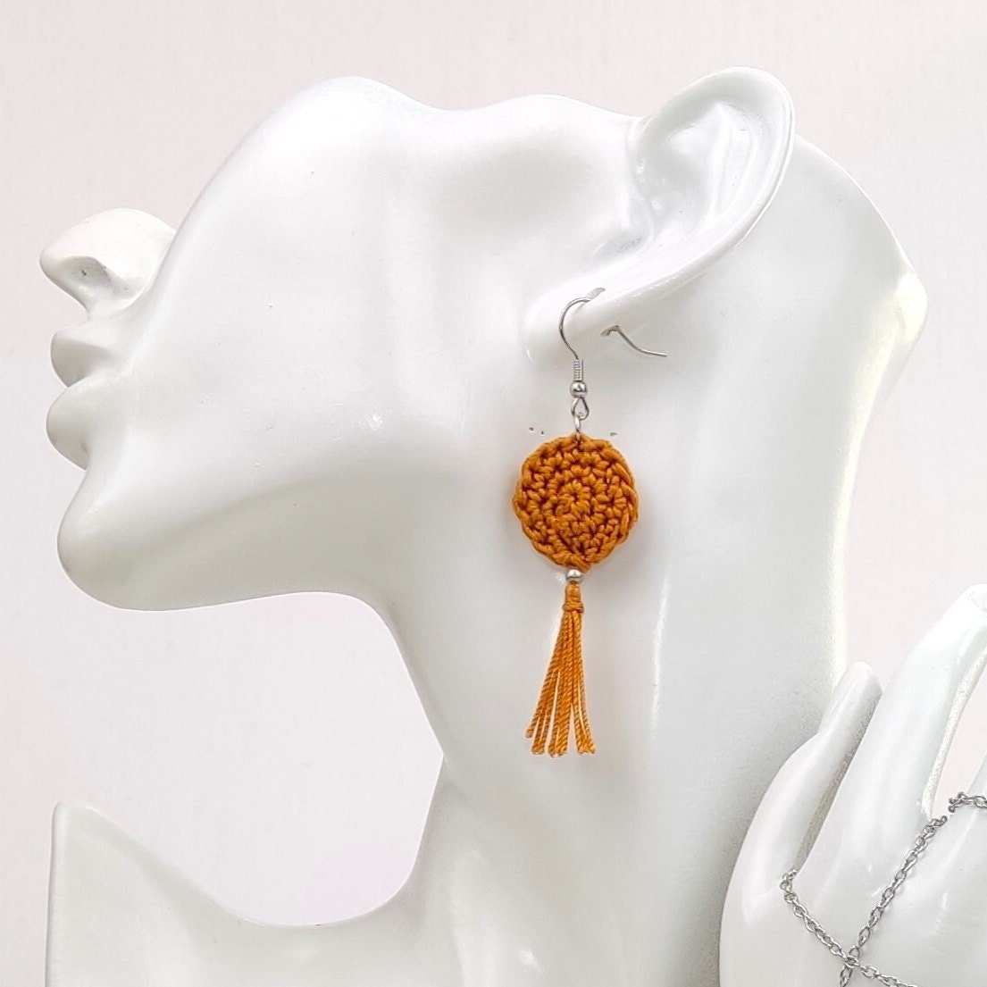 Blush Pink Crochet Tassel Earrings: Elegant Boho Jewelry Gift - StepToLight