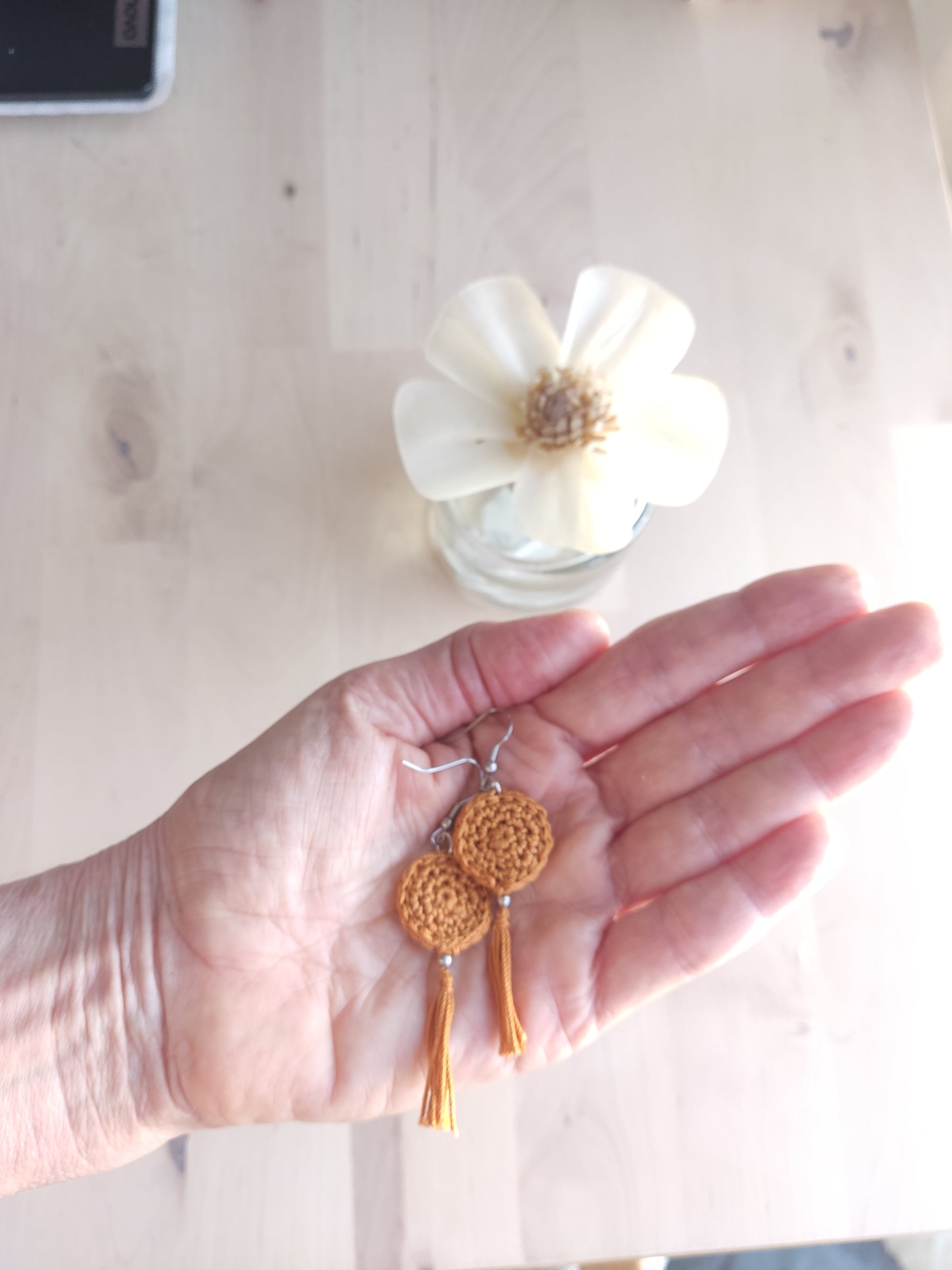 Butter Yellow Crochet Tassel Earrings: Elegant Boho Jewelry Gift - StepToLight