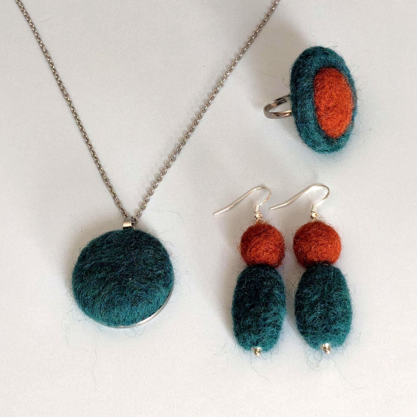 Canary Yellow & Navy Blue Felt Dangle Earrings | Handmade Boho Statement Jewelry - StepToLight