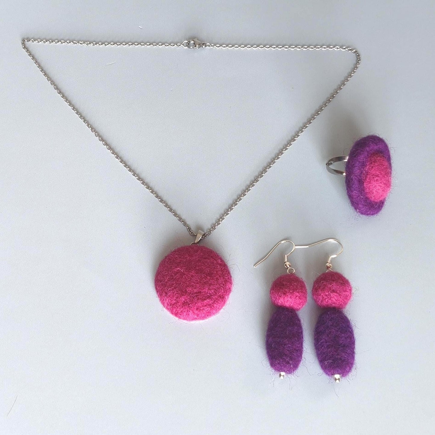 Canary Yellow & Navy Blue Felt Dangle Earrings | Handmade Boho Statement Jewelry - StepToLight