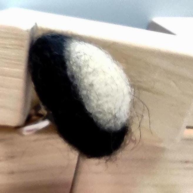 Canary Yellow Navy Blue Felt Ring - Oval Adjustable Statement Ring - Handmade Boho Jewelry - Needle Felted Merino Wool - Gift for Her - StepToLight