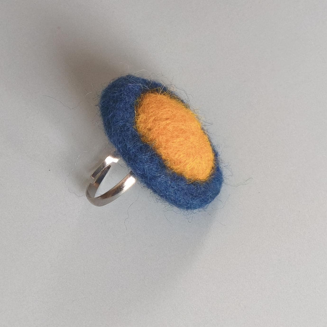 Canary Yellow Needle Felted Cabochon Necklace - Handmade Merino Wool Pendant Boho Jewelry - StepToLight