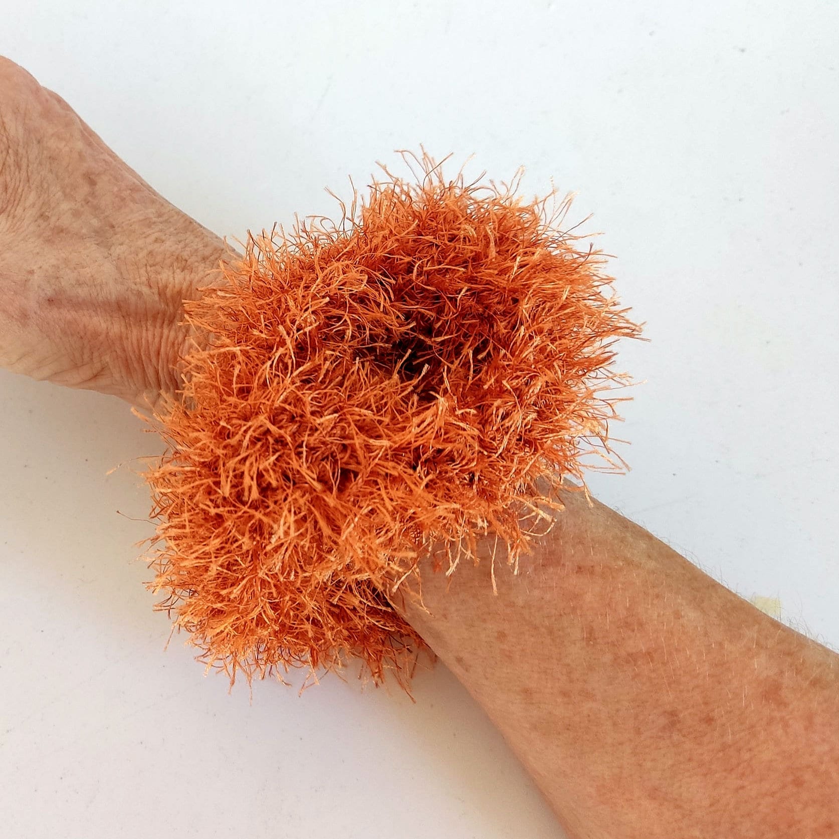 Chunky Brown Faux Fur Crochet Bracelet - Fluffy Cuff Bangle - StepToLight