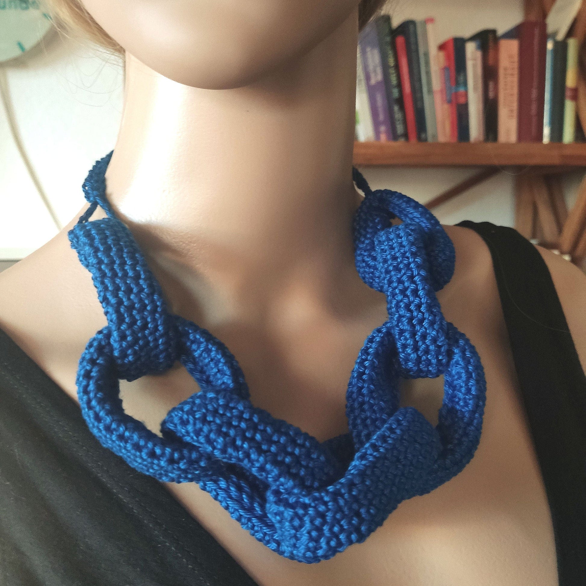 Chunky Crochet Chain Necklace: Pink Braided Statement Jewelry - StepToLight