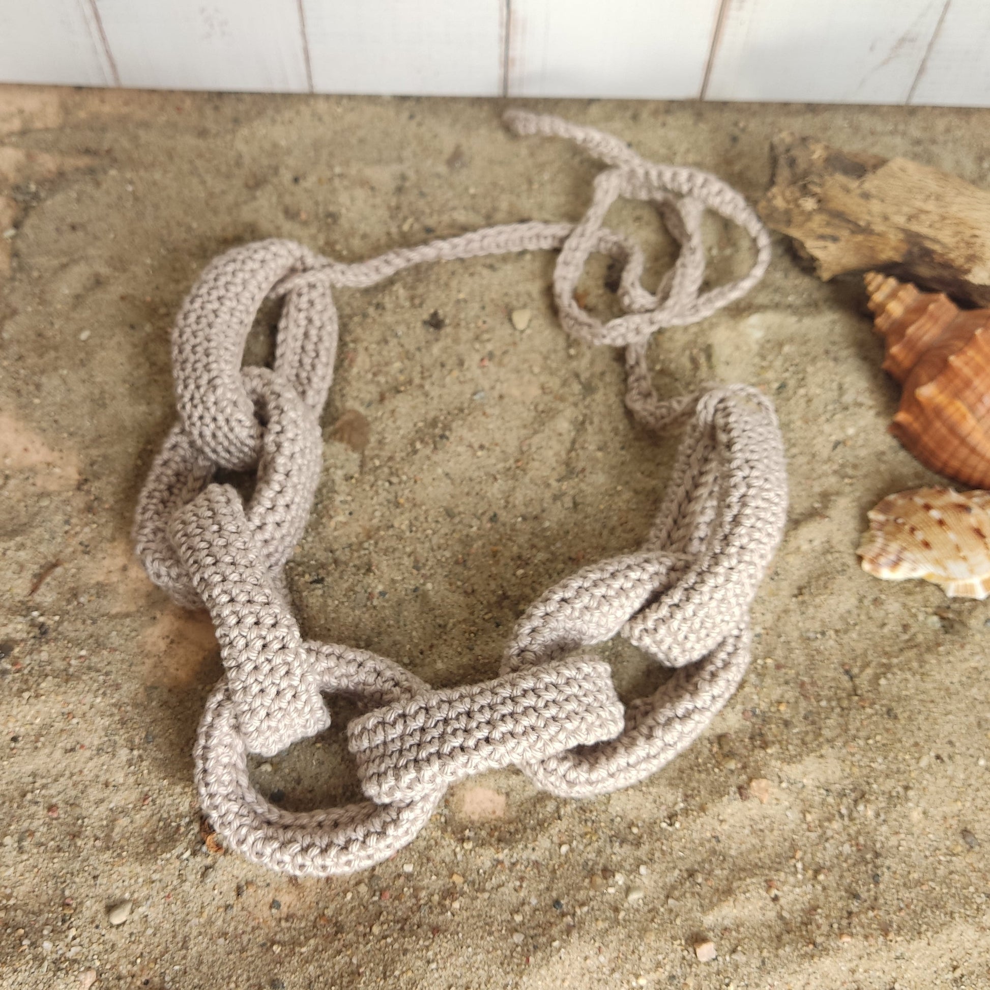 Chunky Crochet Chain Necklace: Red Cotton Braided Statement Jewelry - StepToLight