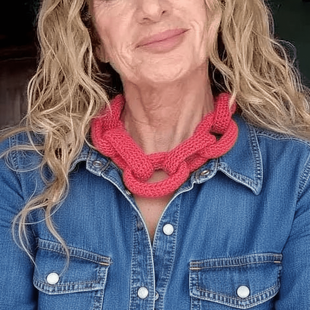 Chunky Crochet Chain Necklace: Red Cotton Braided Statement Jewelry - StepToLight