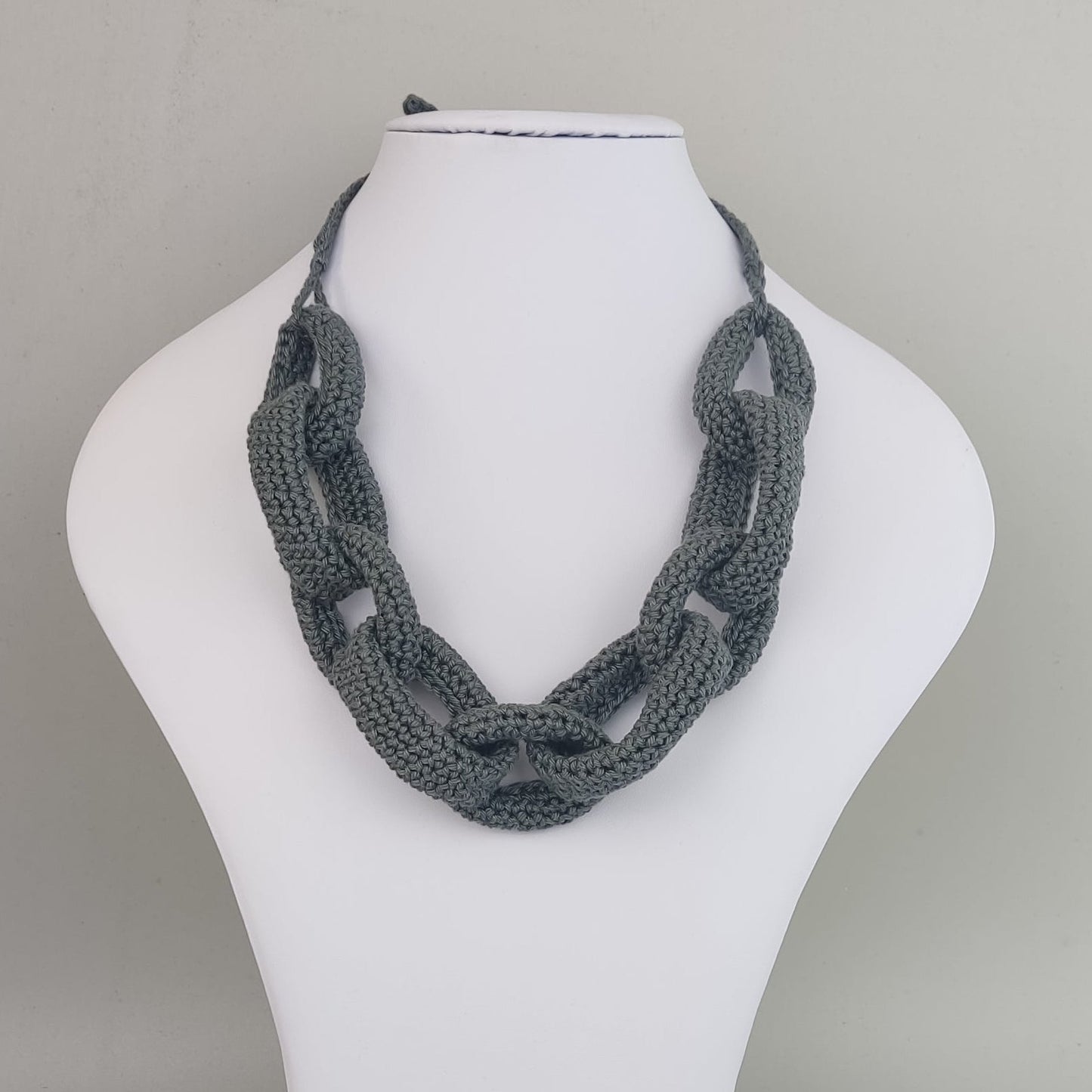 Chunky Crochet Chain Necklace: Red Cotton Braided Statement Jewelry - StepToLight
