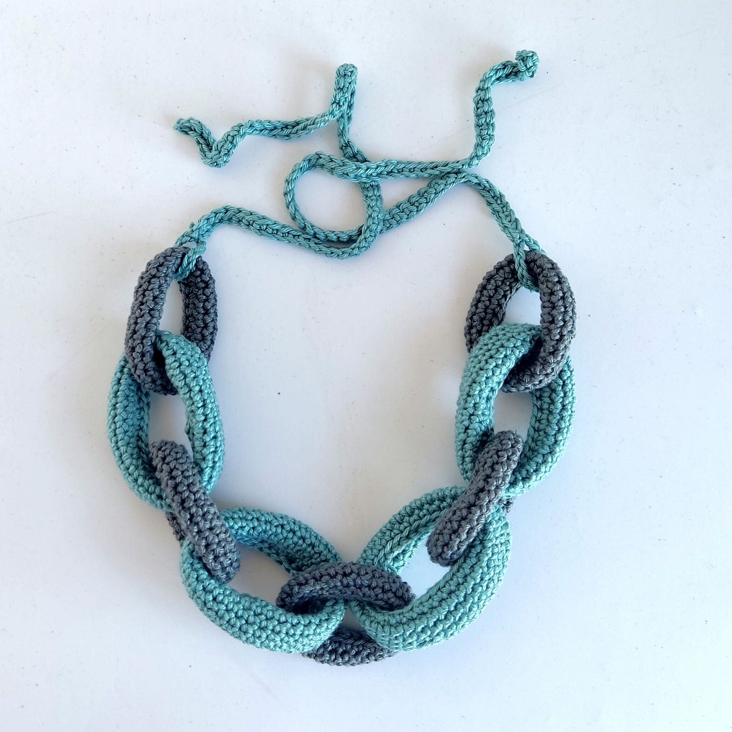 Chunky Crochet Cotton Statement Necklace - Handmade Braided Chain Jewelry - StepToLight