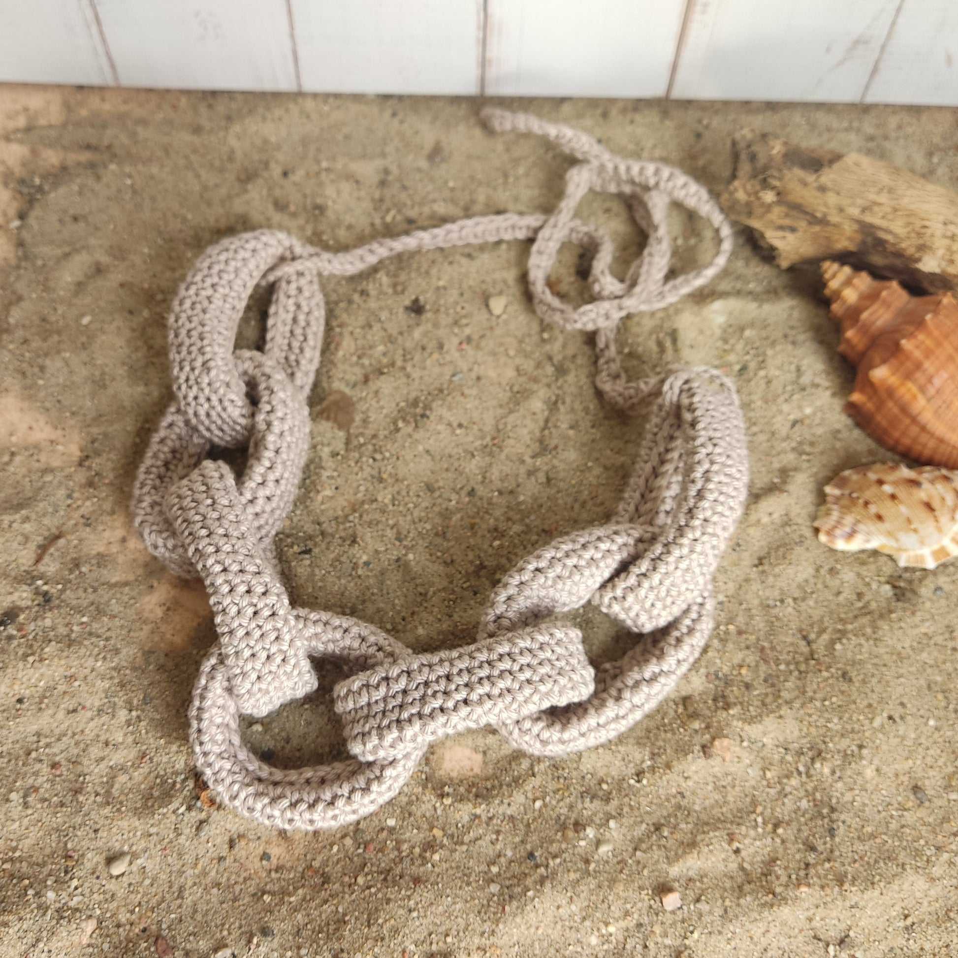 Chunky Crochet Cotton Statement Necklace: Turquoise Spring Summer Jewelry - StepToLight