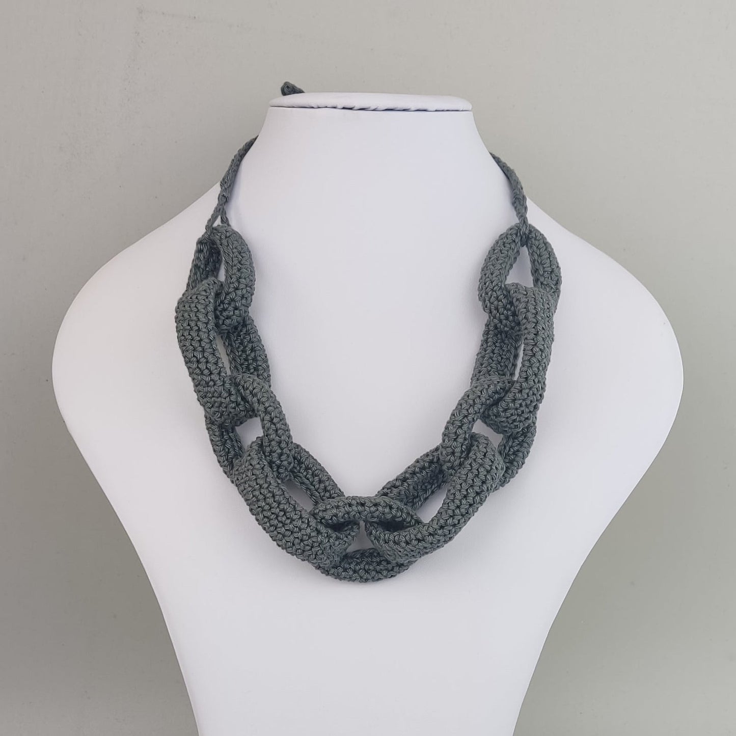 Chunky Crochet Cotton Statement Necklace: Turquoise Spring Summer Jewelry - StepToLight