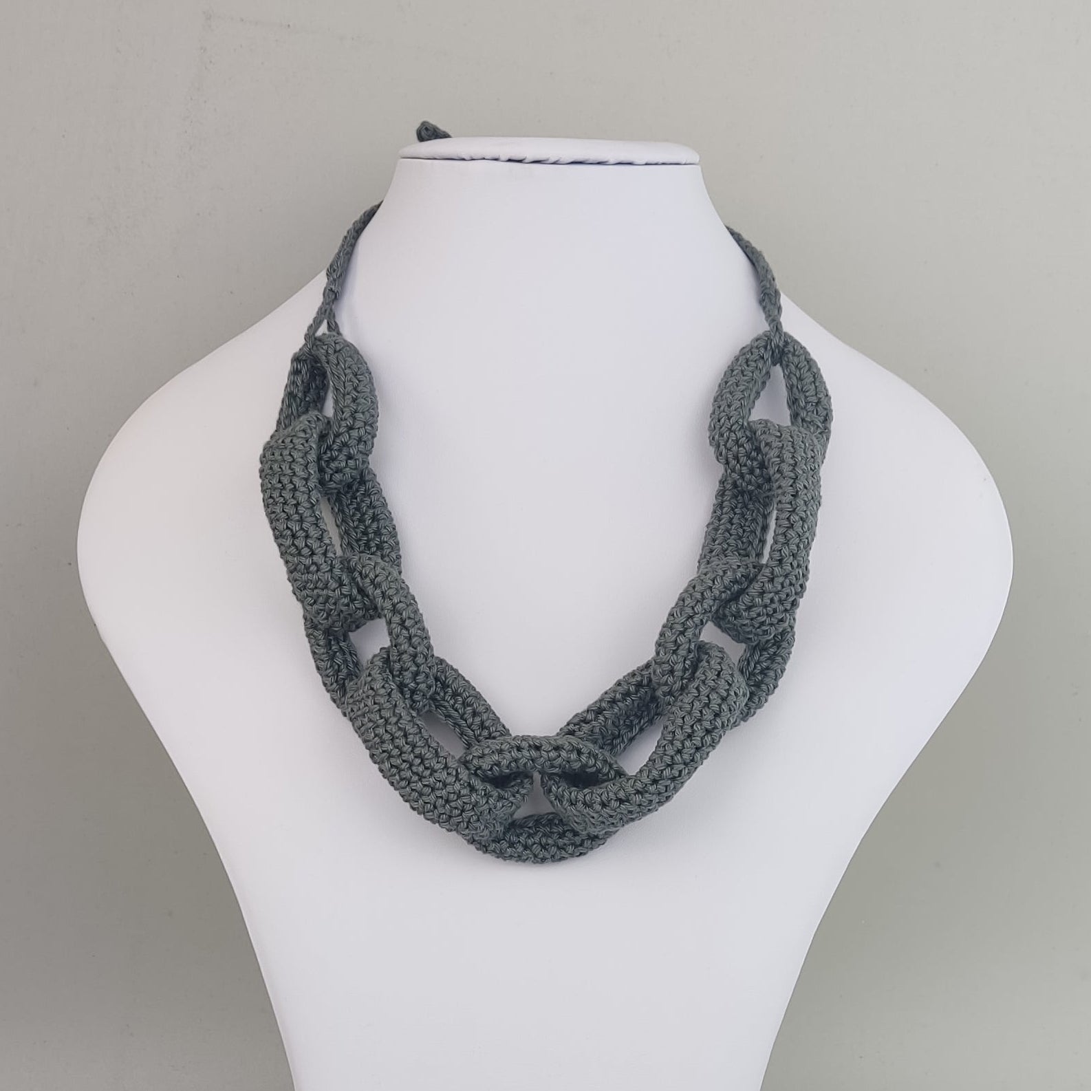 Chunky Crochet Cotton Statement Necklace: Turquoise Spring Summer Jewelry - StepToLight