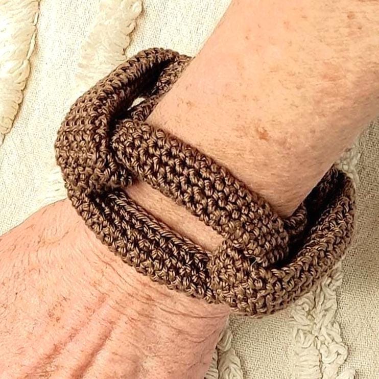 Chunky Orange Crochet Bracelet - All - Season Statement Jewelry - StepToLight