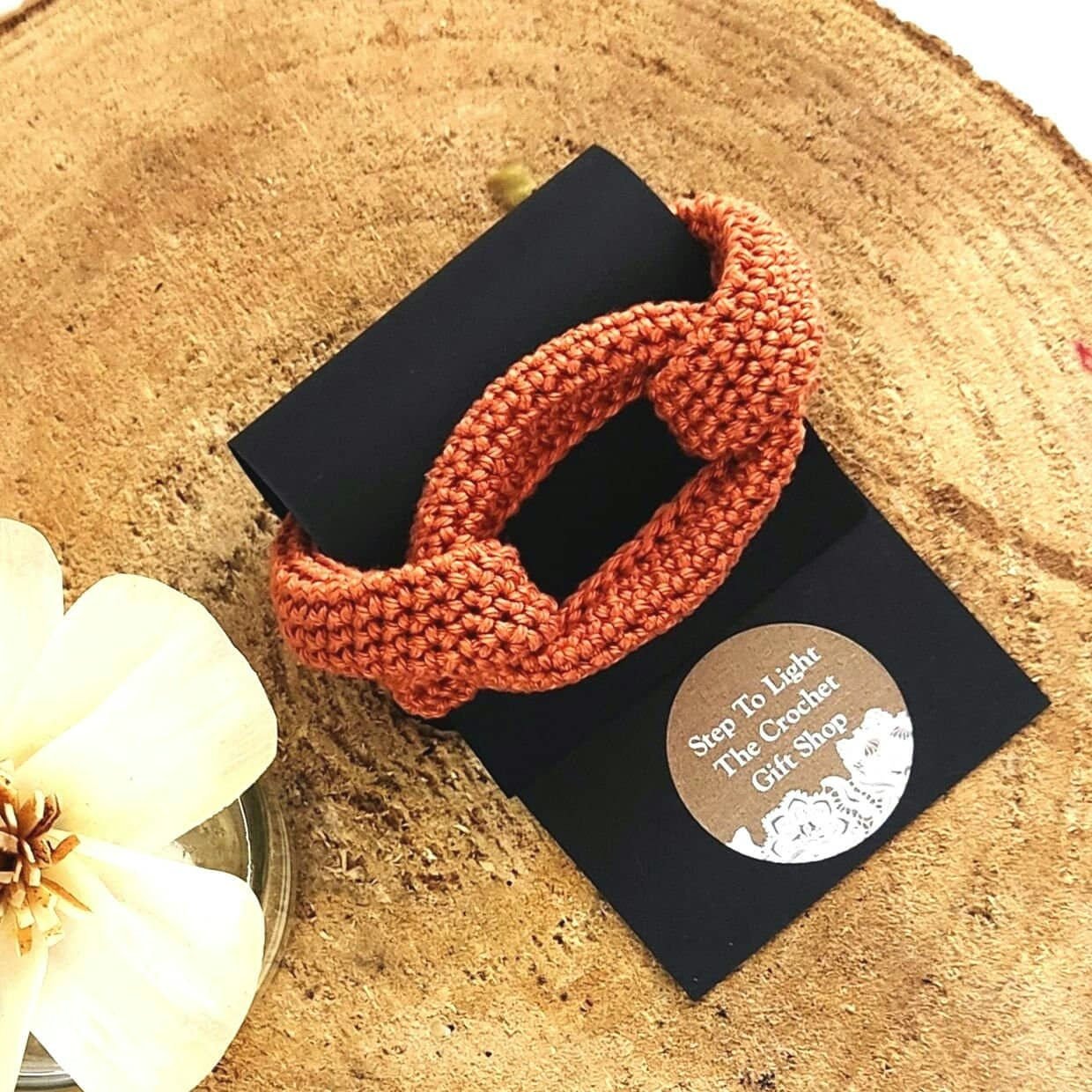 Chunky Orange Crochet Bracelet - All - Season Statement Jewelry - StepToLight