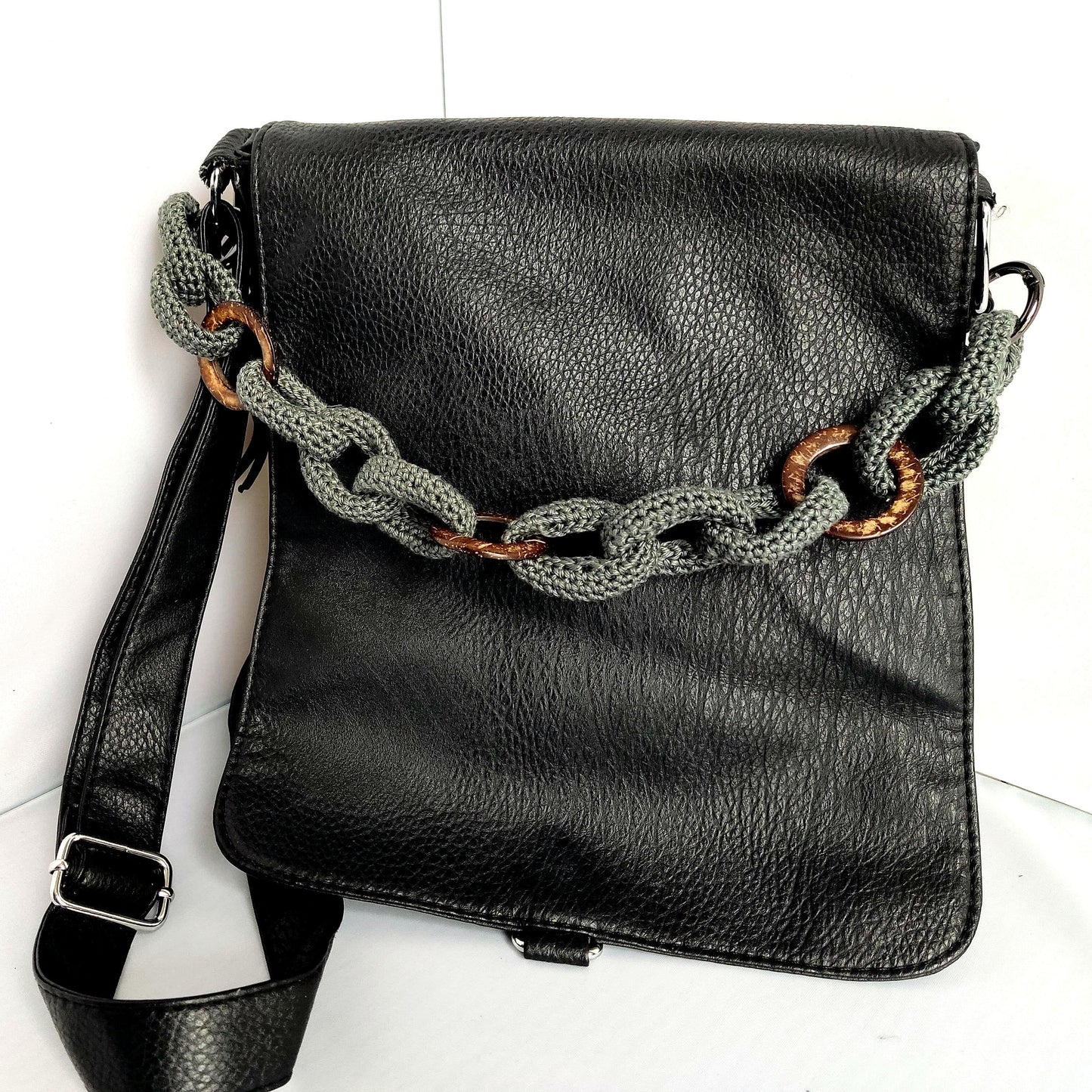 Crochet Bag Handles with Wooden Rings - Handmade Purse Straps - StepToLight