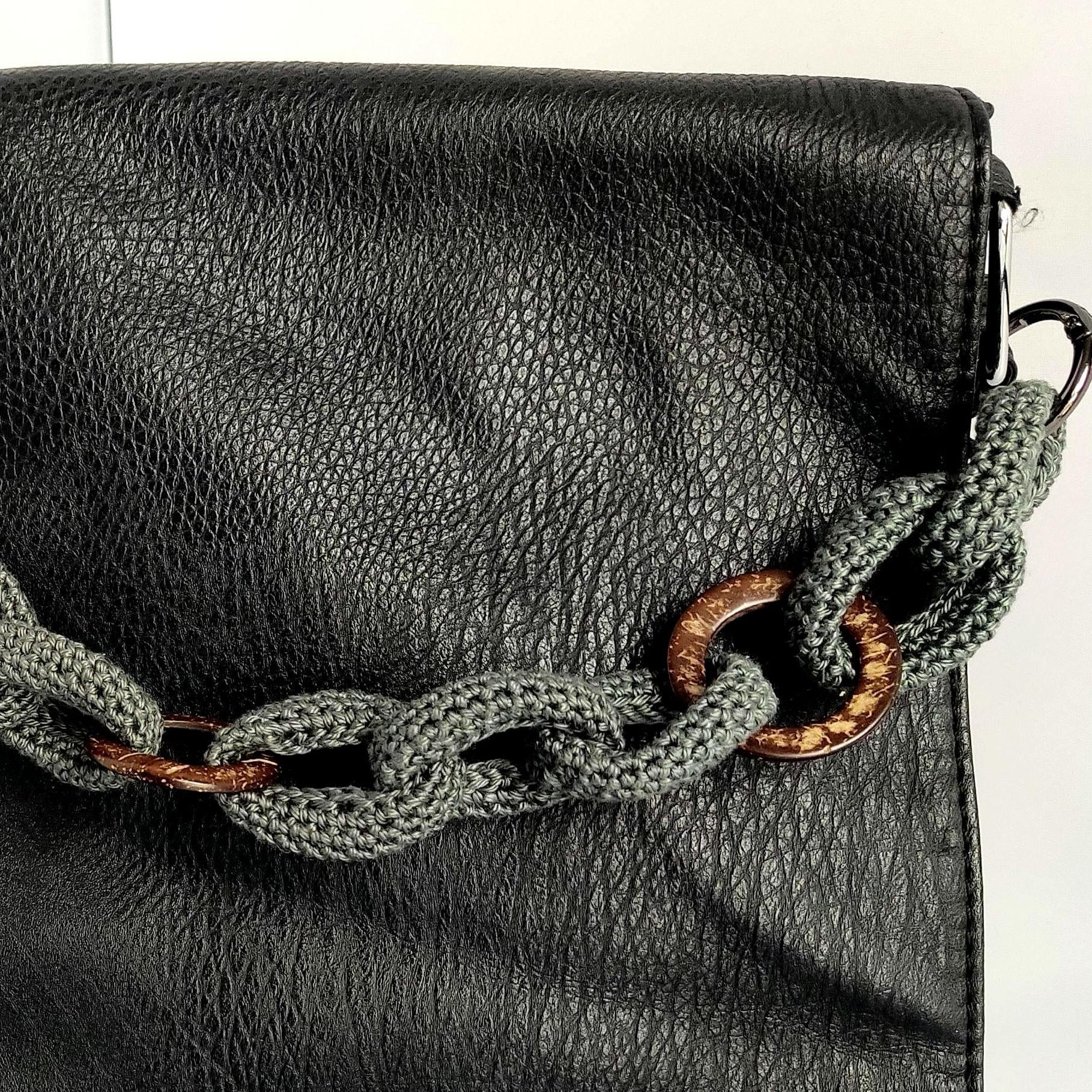 Crochet Bag Handles with Wooden Rings - Handmade Purse Straps - StepToLight
