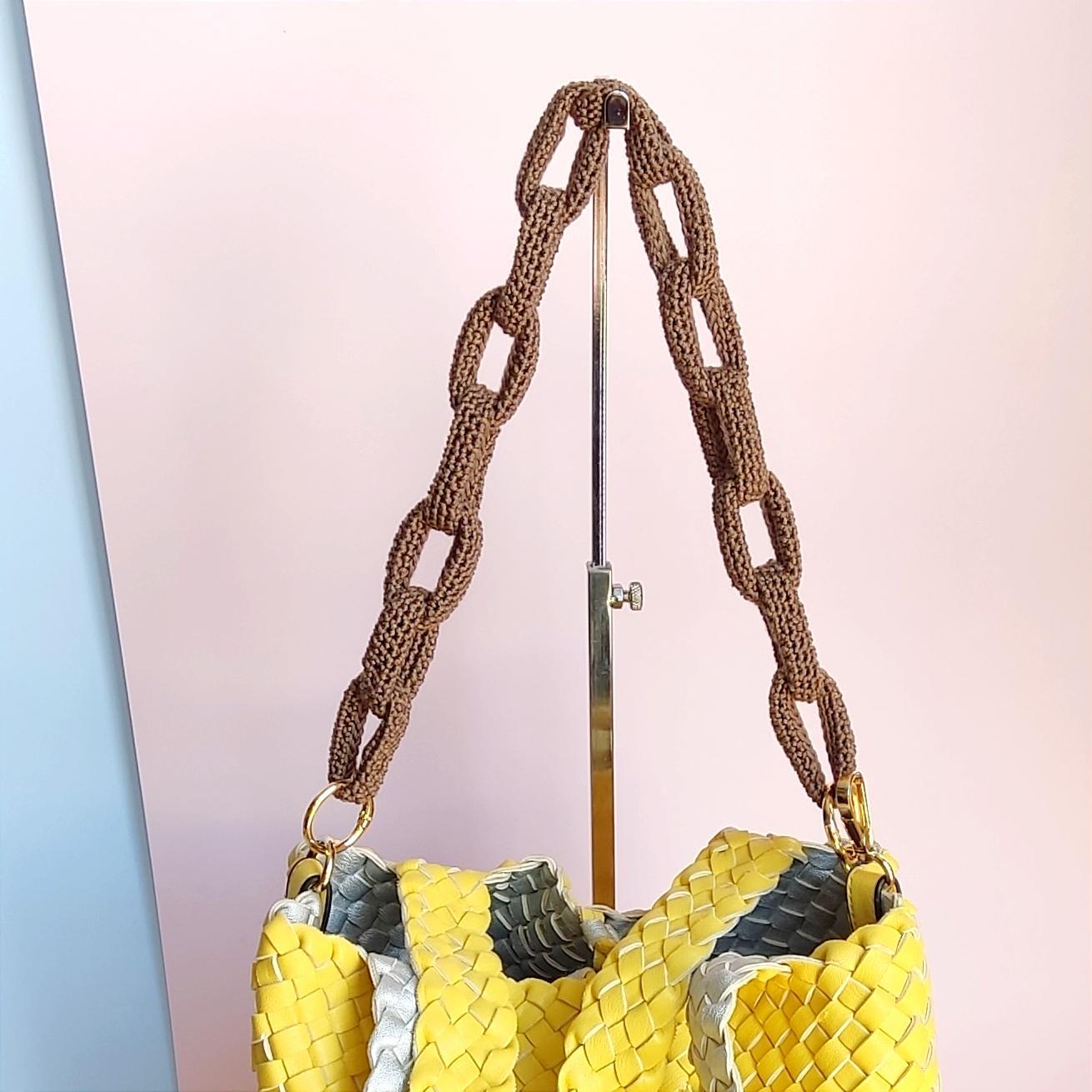 Crochet Bag Handles with Wooden Rings - Handmade Purse Straps - StepToLight