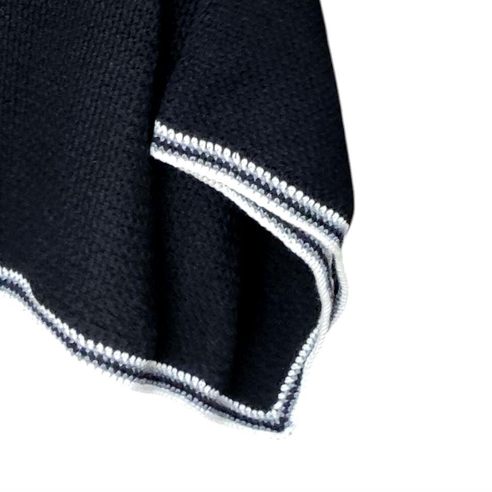 Crochet Crop Top Sweater - Black White Gray Striped Poncho with Wide Sleeves - StepToLight