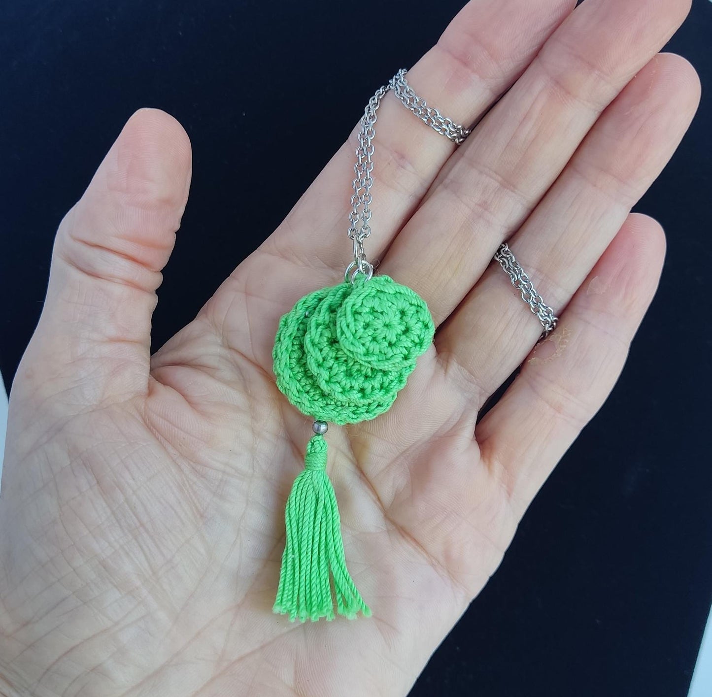 Crochet Necklace: green pendant necklace boho - StepToLight