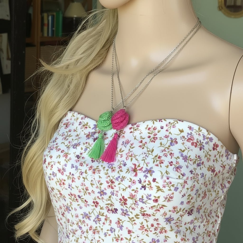 Crochet Necklace: green pendant necklace boho - StepToLight