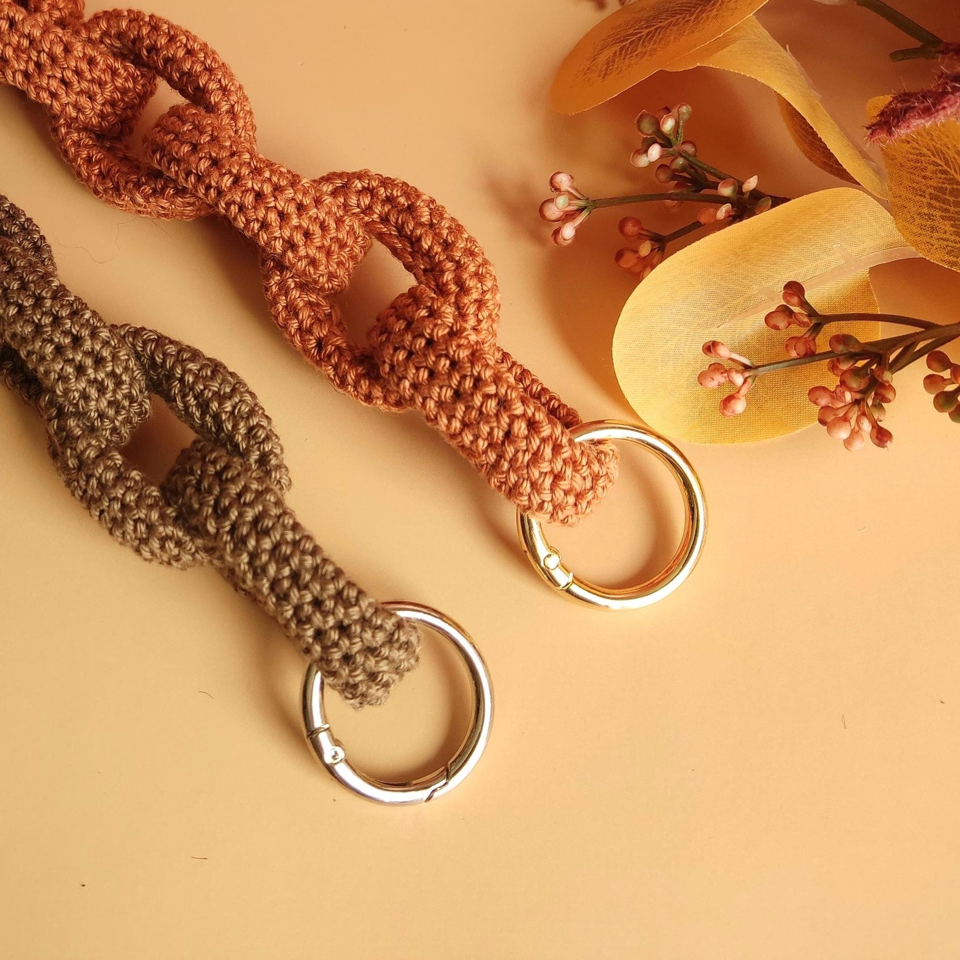 Crochet Purse Handles - Cotton Yarn Chain Bag Straps, Replacement Handbag Handles - StepToLight