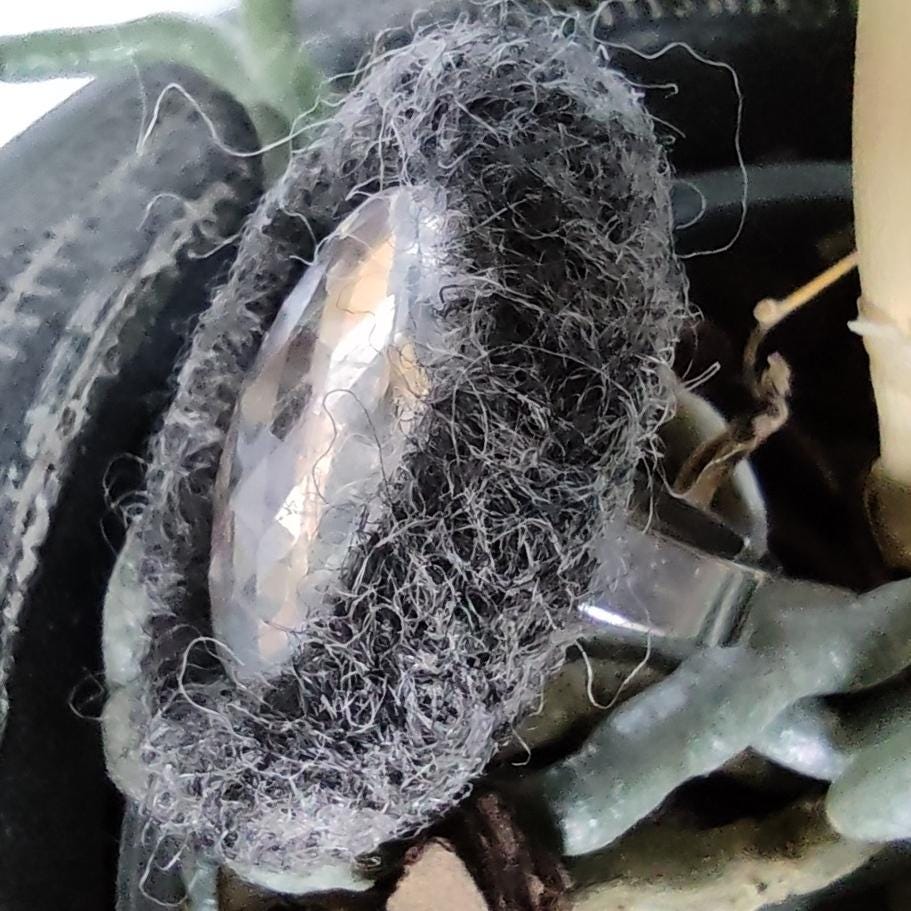 Dark Gray Felt Ring with Crystal Stone | Elegant Statement Ring | Handmade Fiber Jewelry - StepToLight
