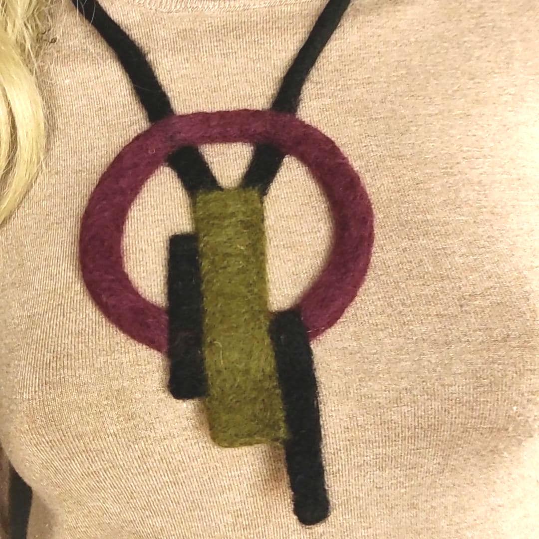 Geometric Felt Statement Necklace | Art to Wear | Handmade Merino Wool - StepToLight