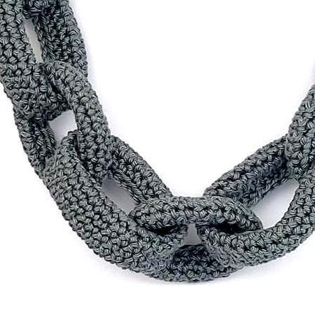 Gray Beige Crochet Jewelry Set | Chunky Chain Necklace & Bracelet | Handmade Gift Set - StepToLight