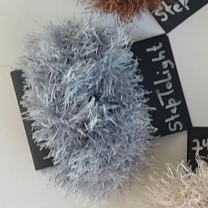 Gray Chunky Faux Fur Crochet Bracelet - Fluffy Cuff Bangle - StepToLight