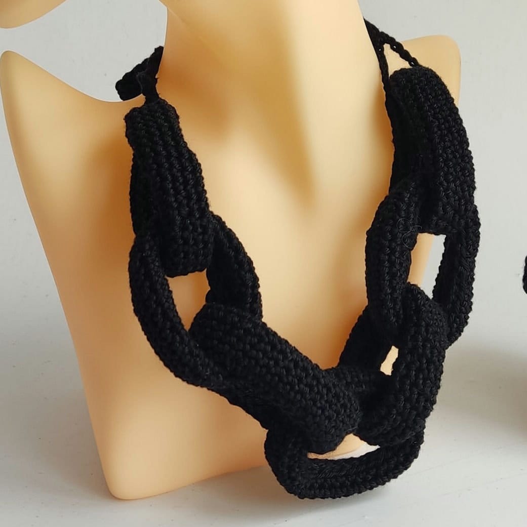 Gray Green Crochet Jewelry Set | Necklace & Bracelet | Handmade Gift Set - StepToLight
