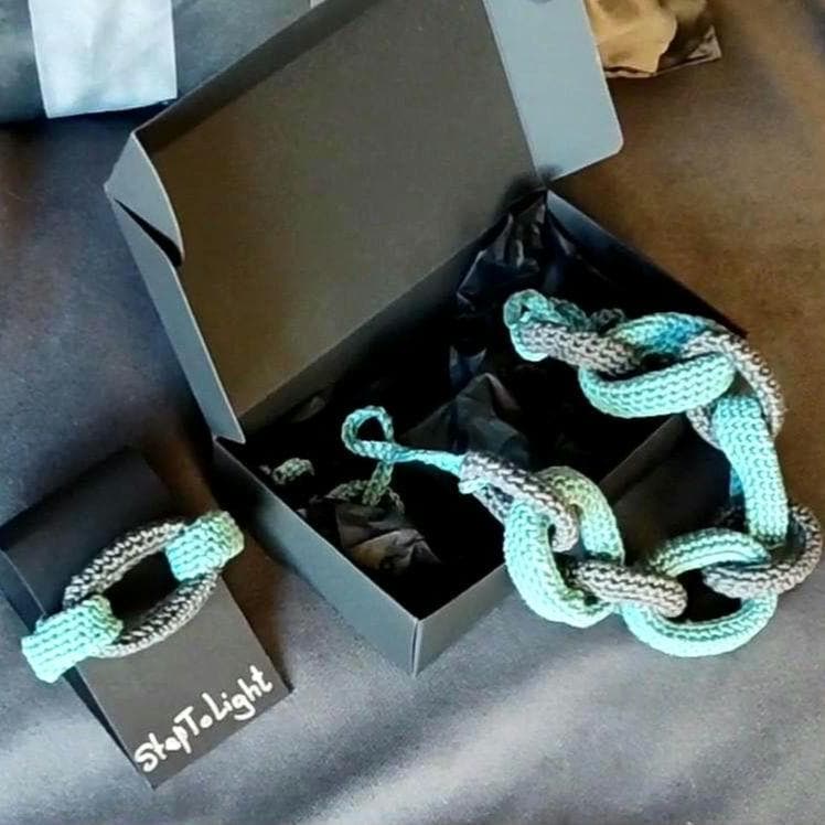 Gray Green Crochet Jewelry Set | Necklace & Bracelet | Handmade Gift Set - StepToLight