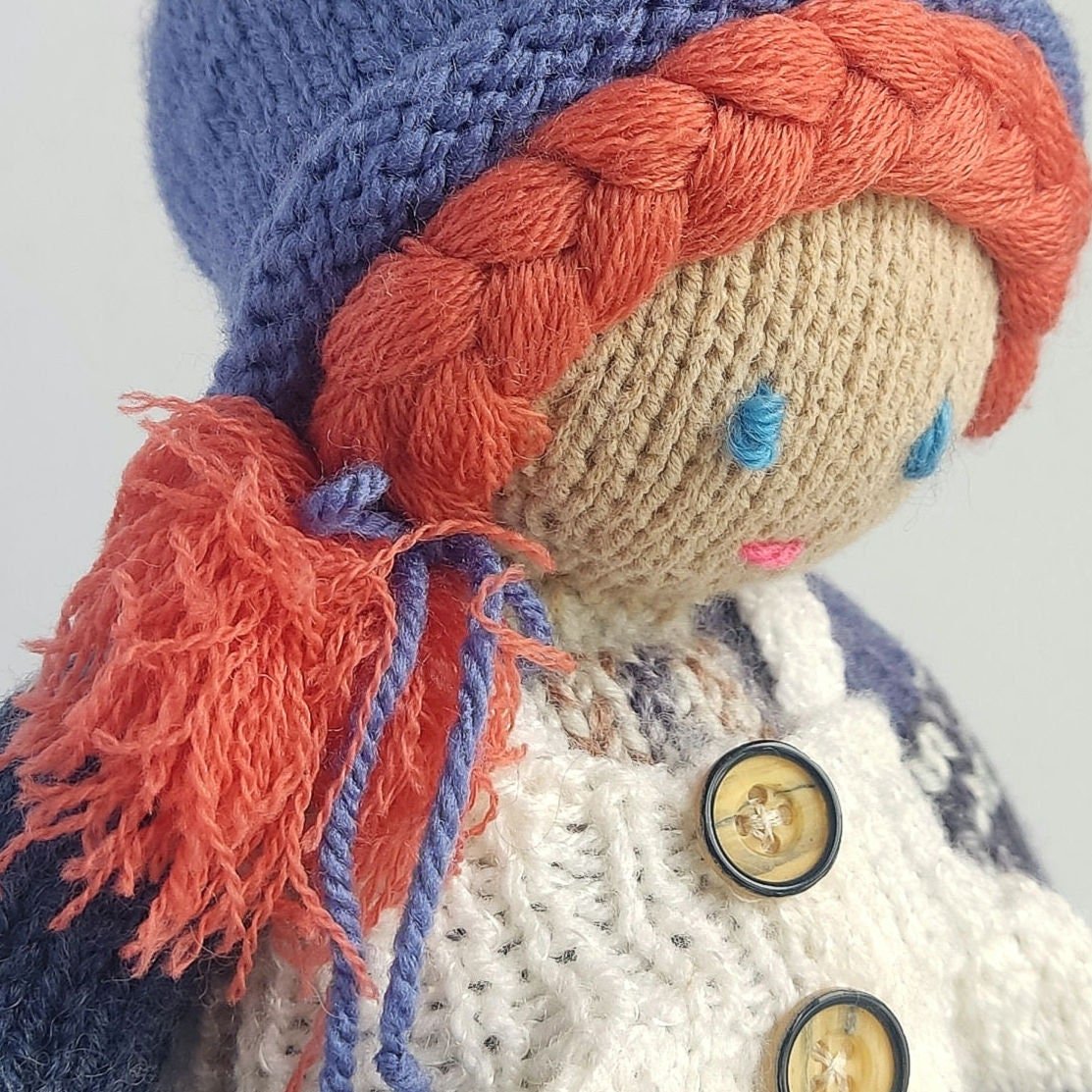 Handmade Knitted Girl Doll: Plushy Crochet Toy, Birthday Gift - StepToLight