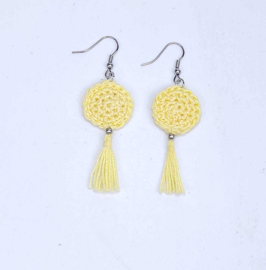 Hot Pink Crochet Tassel Earrings: Elegant Boho Jewelry Gift - StepToLight