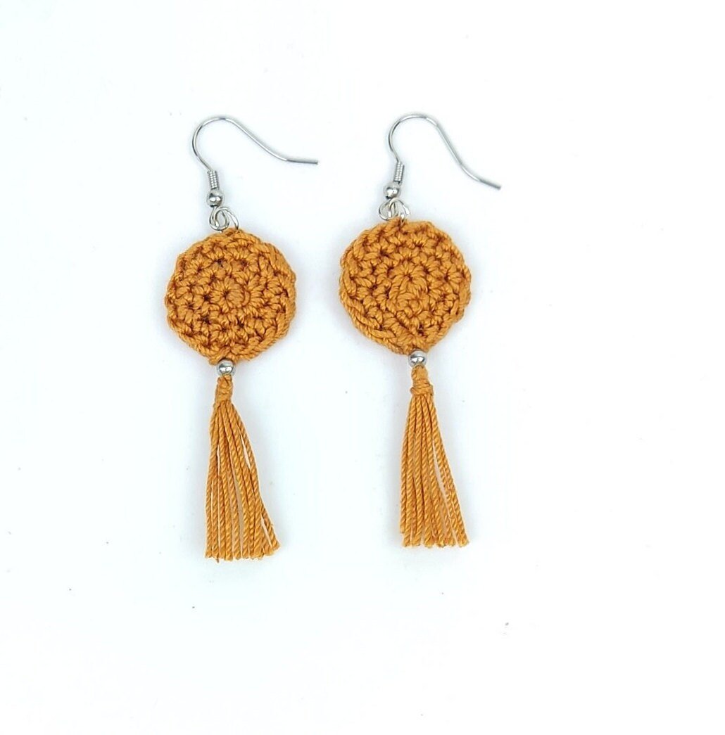 Hot Pink Crochet Tassel Earrings: Elegant Boho Jewelry Gift - StepToLight