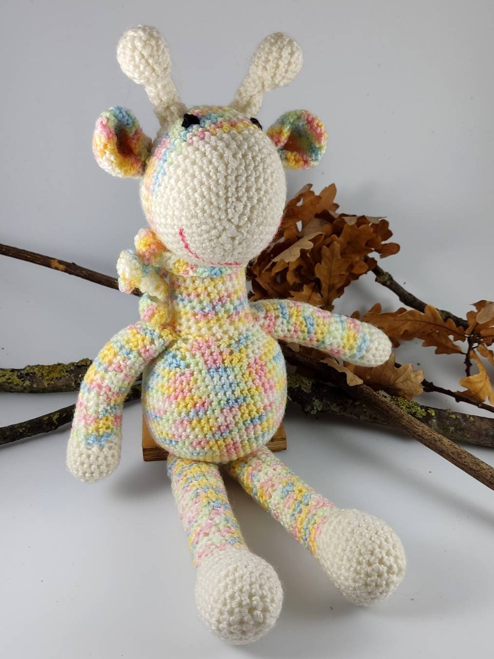 Crochet Giraffe Plush - Handmade Multicolor Stuffed Animal, Soft Toy Gift