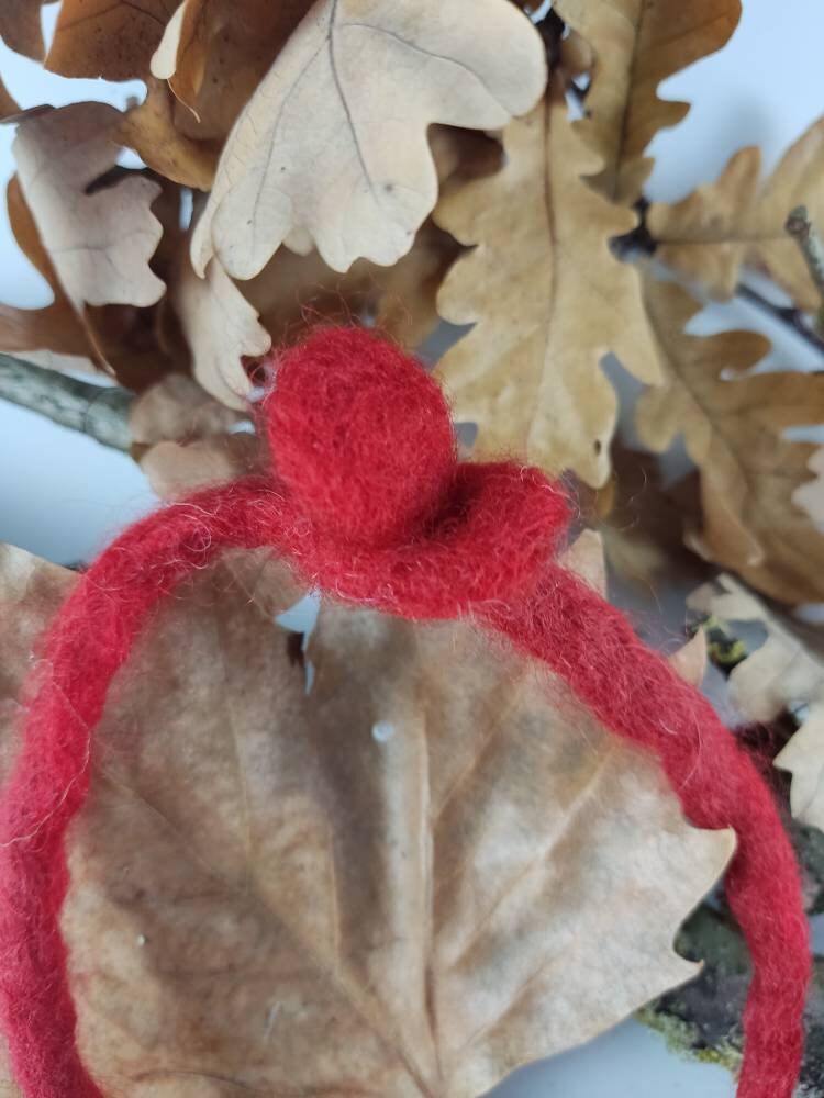 Red Wool Felted Choker - Branch & Leaves Art to Wear Necklace