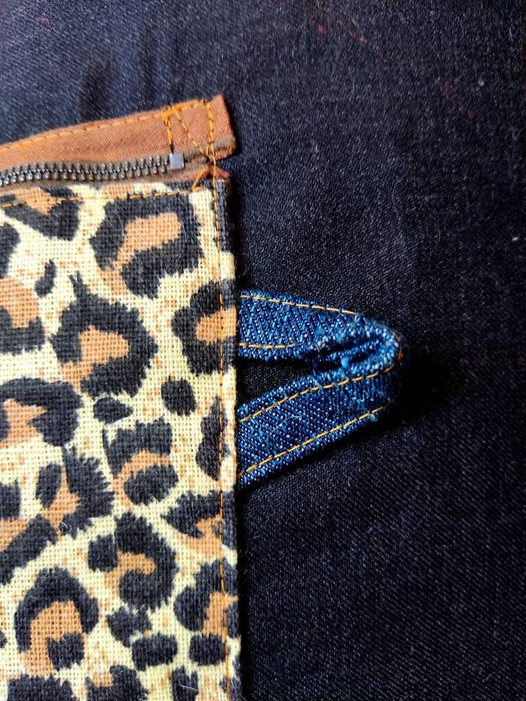 Reversible Tote Bag: Black  Leopard Print Burlap Patchwork Tote Handbag