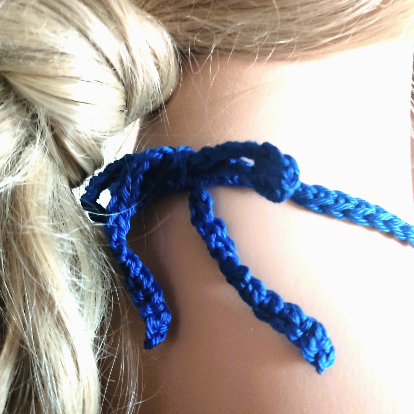 Royal Blue Chunky Crochet Chain Necklace - Handmade Braided Cotton Statement Jewelry, Adjustable