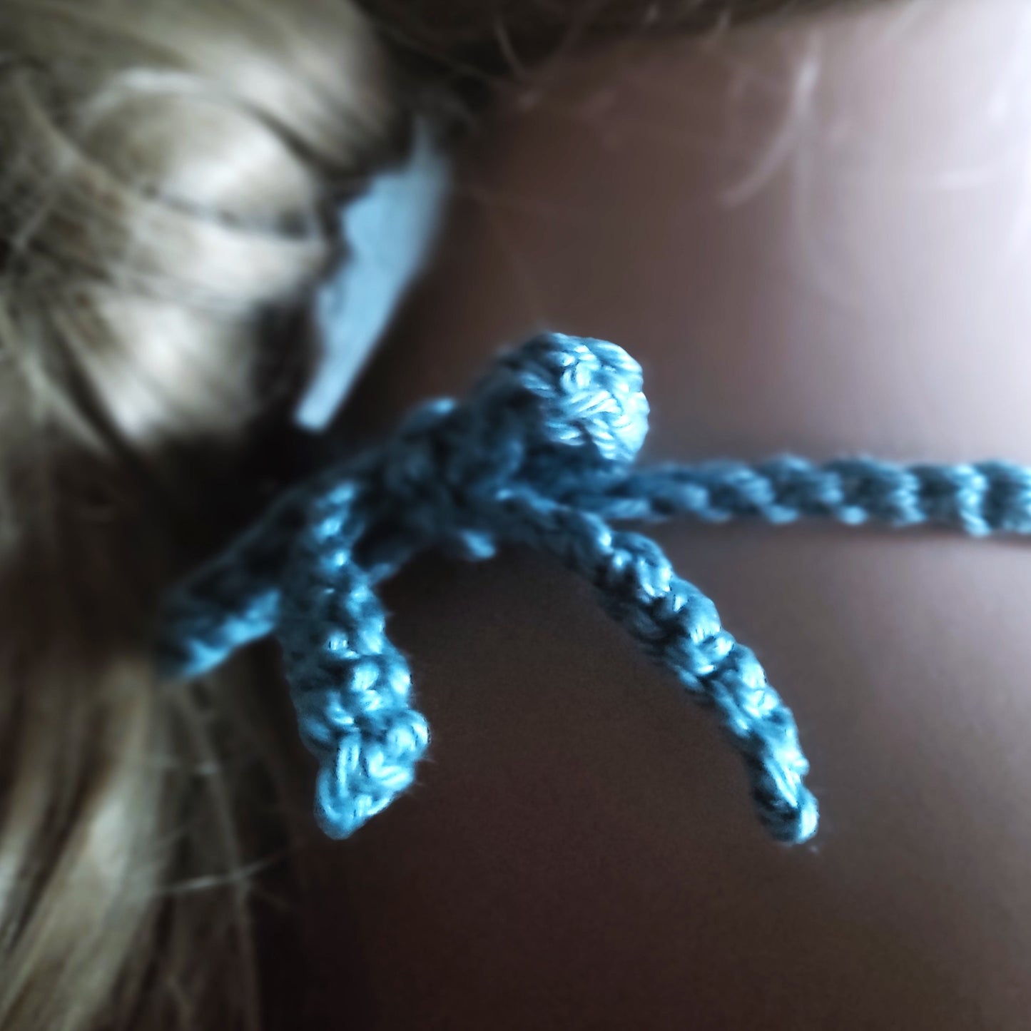 Chunky Crochet Cotton Statement Necklace: Turquoise Spring Summer Jewelry