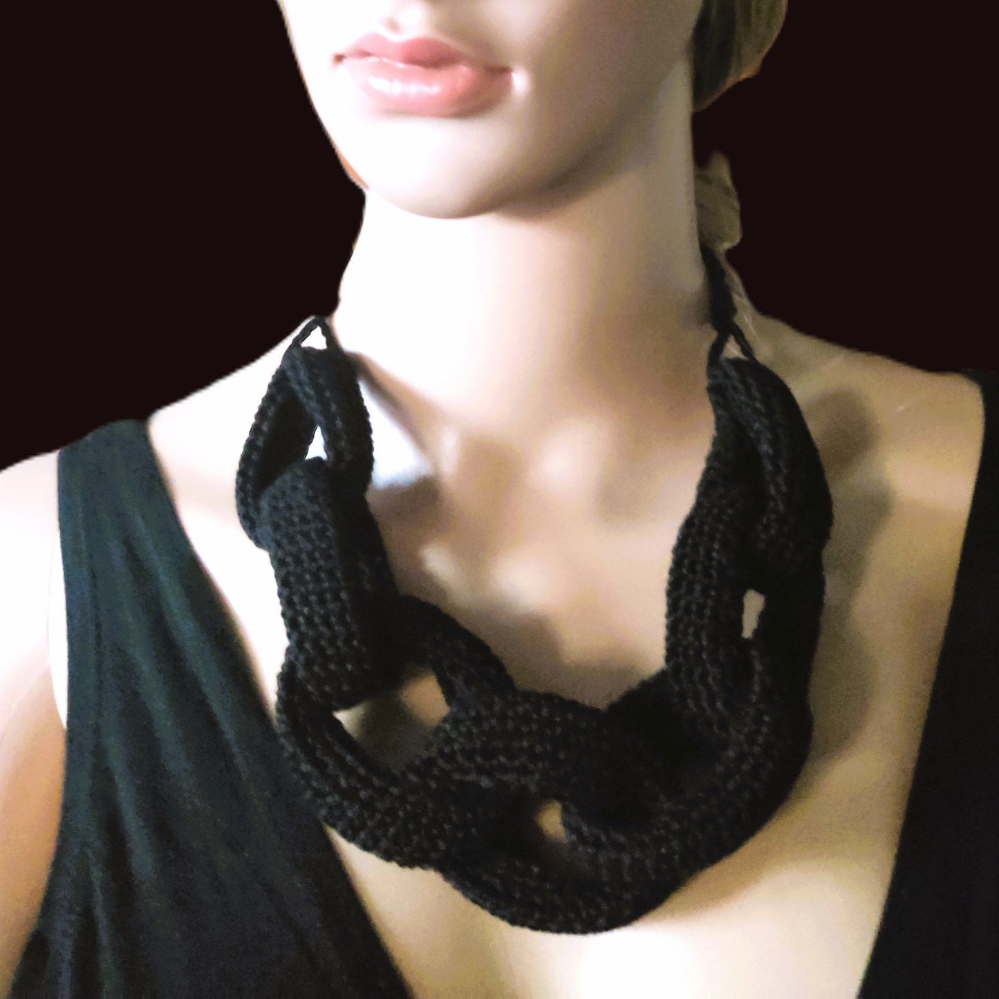 Chunky Crochet Chain Necklace: Red Cotton Braided Statement Jewelry