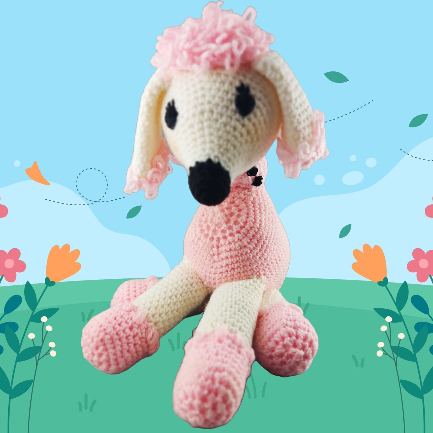 Crochet Poodle Dog Plushie - Pink Nursery Decor, Baby Shower Gift
