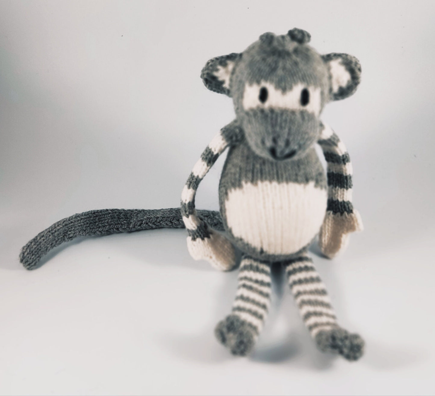Knitted and Crochet Plushy Monkey , Stuffed  Animal  Monkey Gray White,30 cm Monkey Soft Toy, Crochet Knitted Animals,Handmade  Baby Gift,