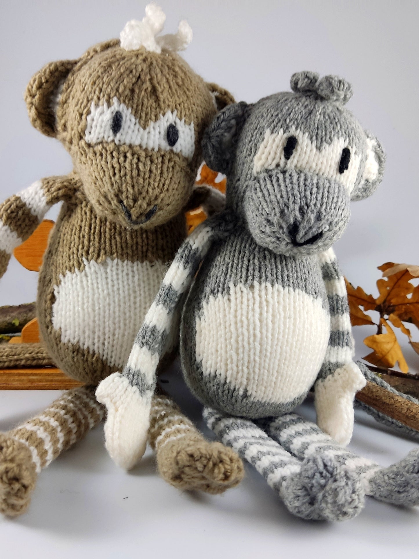 Knitted and Crochet Plushy Monkey , Stuffed  Animal  Monkey Gray White,30 cm Monkey Soft Toy, Crochet Knitted Animals,Handmade  Baby Gift,