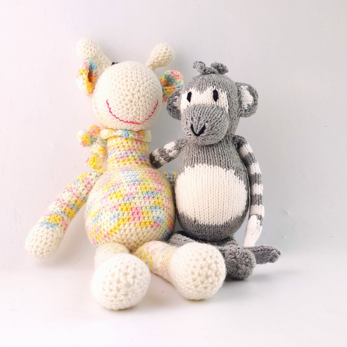 Crochet Plush Animal Set: Dog, Monkey, Giraffe - Nursery Decor