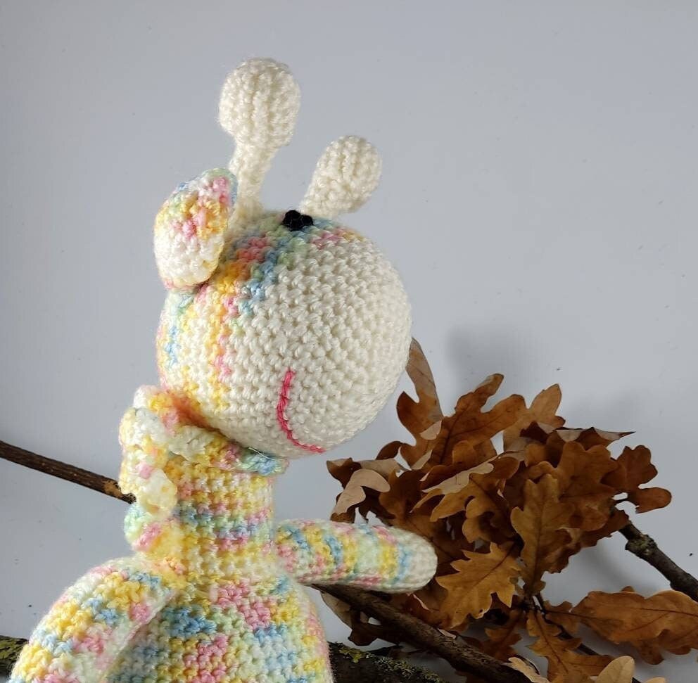 Crochet Giraffe Plush - Handmade Multicolor Stuffed Animal, Soft Toy Gift