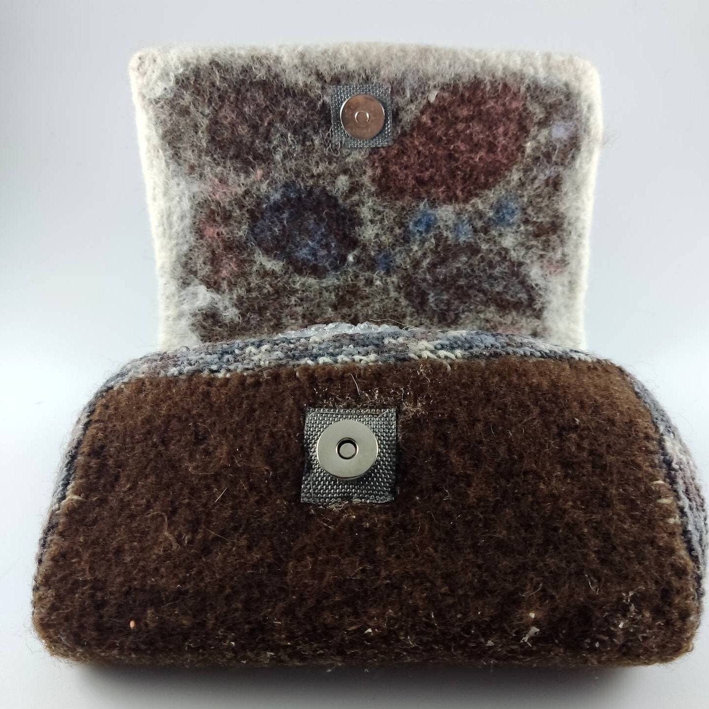 Felted Wool Shoulder Bag - Handmade Purse with Crochet Handle